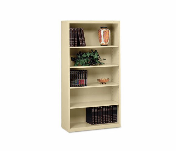 TNNB66SD Metal Bookcase, 5 Shelves, 34-1/2w x 13-1/2d x 66h, Sand By TENNSCO