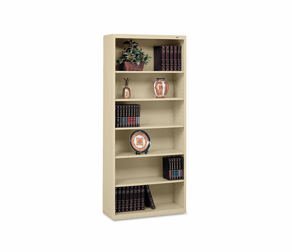 TNNB78SD Metal Bookcase, 6 Shelves, 34-1/2w x 13-1/2d x 78h, Sand By TENNSCO