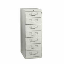 TNNCF758LGY 7-Drawer Multimedia Cabinet For 5 x 8 Cards, 19-1/8w x 52h, Light Gray By TENNSCO