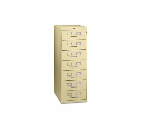 TNNCF758PY 7-Drawer Multimedia Cabinet For 5 x 8 Cards, 19-1/8w x 52h, Putty By TENNSCO