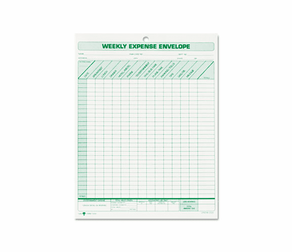 TOP1242 Weekly Expense Envelope, 8 1/2 x 11, 20 Forms By TOPS BUSINESS FORMS