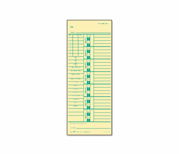 TOP1257 Time Card for Acroprint and Simplex, Weekly, Two-Sided, 3-1/2 x 9, 500/Box By TOPS BUSINESS FORMS