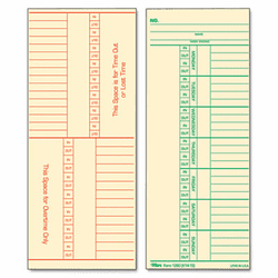 TOP1260 Time Card for Cincinnati, Named Days, Two-Sided, 3-3/8 x 8-1/4, 500/Box By TOPS BUSINESS FORMS
