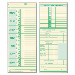 TOP1291 Time Card for Pyramid Model 331-10, Weekly, Two-Sided, 3-1/2 x 8-1/2, 500/Box By TOPS BUSINESS FORMS