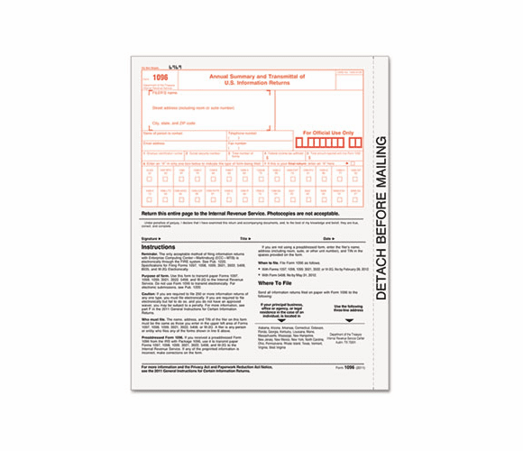TOP22023 1096 IRS Approved Tax Forms, 8 x 11, 50 Forms, 4/Box By TOPS BUSINESS FORMS