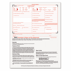TOP22033 W-3 Tax Form, 8 1/2 x 11, 50 Forms, 4/Box By TOPS BUSINESS FORMS