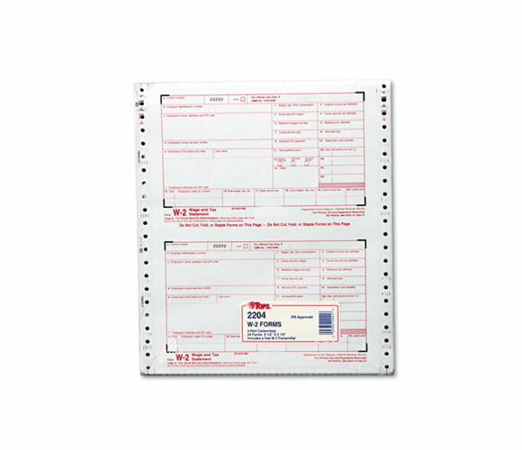 TOP2204 W-2 Tax Form, 4-Part Carbonless, 24 Forms By TOPS BUSINESS FORMS