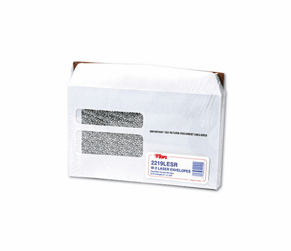 TOP2219LESR Double Window Tax Form Envelope/W-2 Laser Forms,9x5-5/8,50/Pack By TOPS BUSINESS FORMS