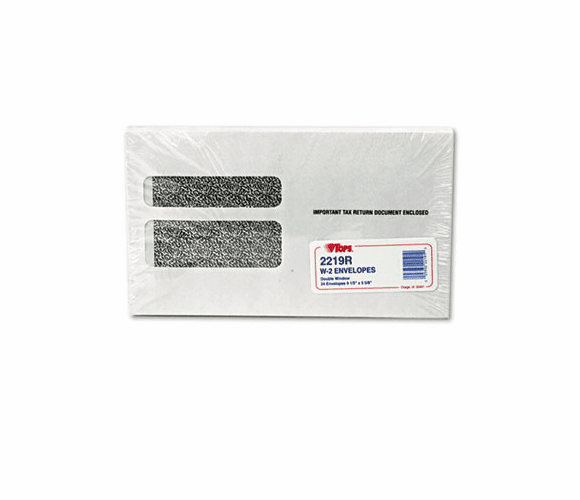 TOP2219R Double Window Tax Form Envelope/Continuous W-2 Forms,9x5-5/8,24/Pack By TOPS BUSINESS FORMS