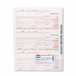 TOP22983 IRS Approved Tax Form, 3-2/3 x 8, Four-Part Carbonless, 75 Forms By TOPS BUSINESS FORMS