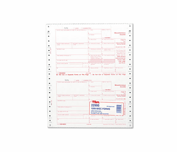 TOP22995 IRS Approved 1099 Tax Form, 5 1/2 x 8, Five-Part Carbonless, 24 Forms By TOPS BUSINESS FORMS