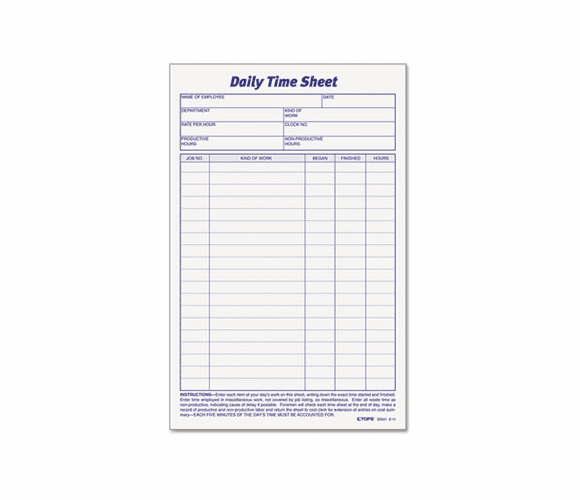TOP30041 Daily Time and Job Sheets, 6 x 9-1/2, 100/Pad, 2/Pack By TOPS BUSINESS FORMS