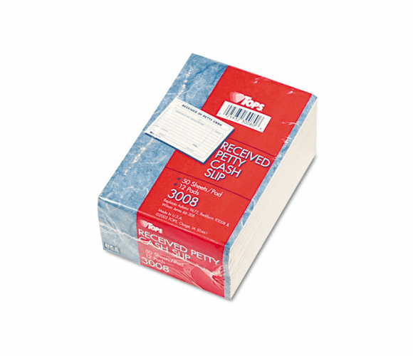 TOP3008 Received of Petty Cash Slips, 3 1/2 x 5, 50/Pad, 12/Pack By TOPS BUSINESS FORMS