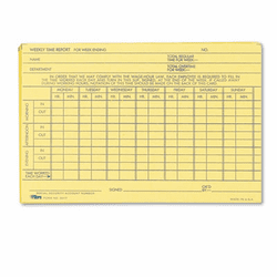 TOP3017 Employee Time Report Card, Weekly, 6 x 4, 100/Pack By TOPS BUSINESS FORMS