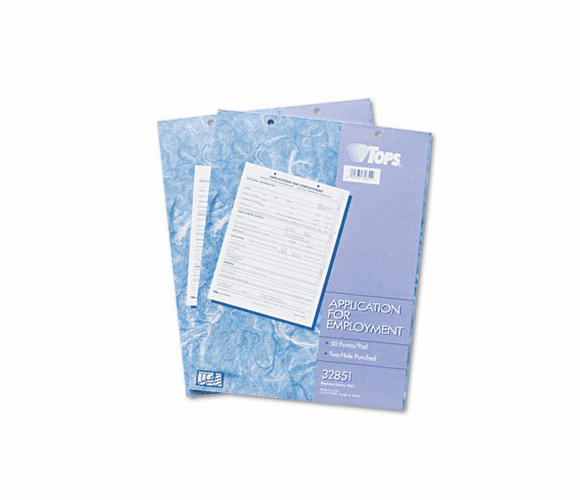 TOP32851 Employee Application Form, 8 3/8 x 11, 50/Pad, 2/Pack By TOPS BUSINESS FORMS