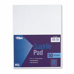 TOP33061 Quadrille Pads, 6 Squares/inch, 8-1/2 x 11, White, 50 Sheets/Pad By TOPS BUSINESS FORMS