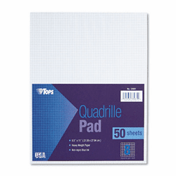 TOP33081 Quadrille Pads, 8 Squares/inch, 8-1/2 x 11, White, 50 Sheets/Pad By TOPS BUSINESS FORMS