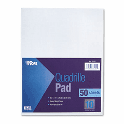 TOP33101 Quadrille Pads, 10 Squares/inch, 8-1/2 x 11, White, 50 Sheets/Pad By TOPS BUSINESS FORMS
