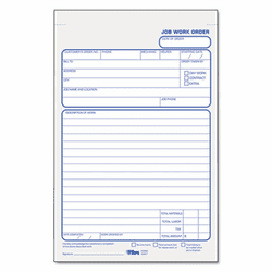 TOP3467 Job Work Order Pad, 5 1/2 x 8 1/2, Two-Part Carbon, 50/Pad By TOPS BUSINESS FORMS