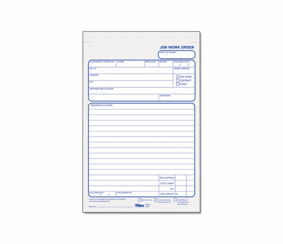 TOP3467 Job Work Order Pad, 5 1/2 x 8 1/2, Two-Part Carbon, 50/Pad By TOPS BUSINESS FORMS