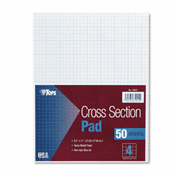 TOP35041 Section Pads, 4 Squares, Quadrille Rule, Letter, White, 50 Sheets/Pad By TOPS BUSINESS FORMS