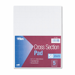 TOP35051 Section Pads, 5 Squares, Quadrille Rule, Letter, White, 50 Sheets/Pad By TOPS BUSINESS FORMS