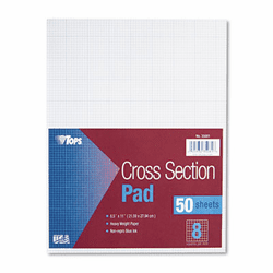 TOP35081 Section Pads, 8 Squares, Quadrille Rule, Letter, White, 50 Sheets/Pad By TOPS BUSINESS FORMS