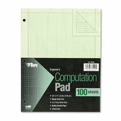 TOP35500 Engineering Computation Pad, Quad Rule, Letter, Green, 100 Sheets/Pad By TOPS BUSINESS FORMS