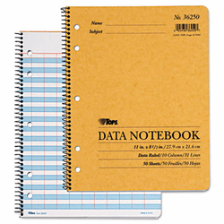 TOP36250 Data Notebook w/Nine Columns, 8-1/2 x 11, White, 50 Sheets/Pad By TOPS BUSINESS FORMS