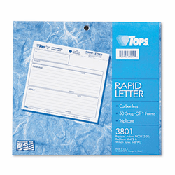 TOP3801 Rapid Letter Message Memos Form, 8 1/2 x 7, Three-Part Carbonless, 50 Forms By TOPS BUSINESS FORMS