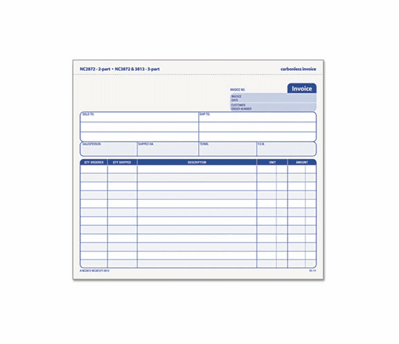 TOP3813 Snap-Off Invoice, 8 1/2 x 7, Three-Part Carbonless, 50 Forms By TOPS BUSINESS FORMS