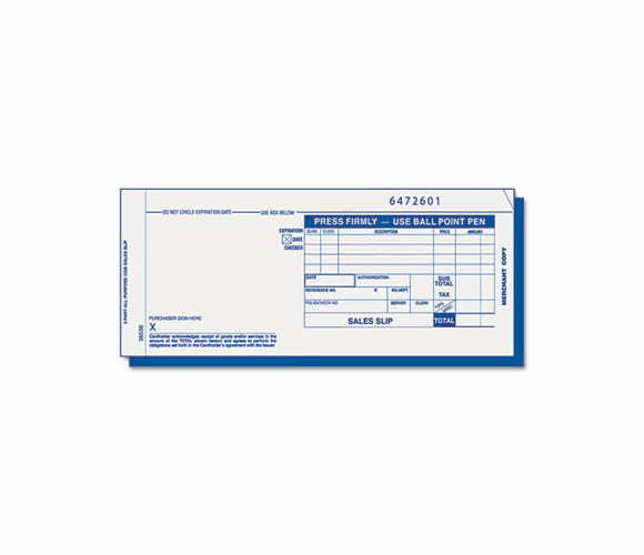 TOP38538 Credit Card Sales Slip, 7 7/8 x 3-1/4, Three-Part Carbonless, 100 Forms By TOPS BUSINESS FORMS