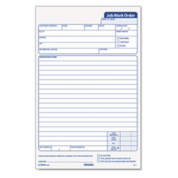 TOP3868 Snap-Off Job Work Order Form, 5 1/2 x 8 1/2, Three-Part Carbonless, 50 Forms By TOPS BUSINESS FORMS
