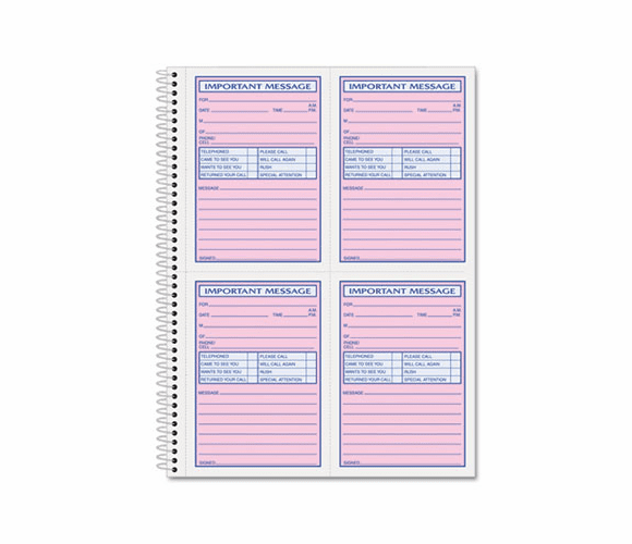 TOP4005 Telephone Message Book, Fax/Mobile Section, 5 1/2 x 3 3/16, Two-Part, 200/Book By TOPS BUSINESS FORMS