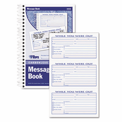 TOP4006 Spiralbound Message Book, 2 5/6 x 5, Carbonless Duplicate, 300 Sets/Book By TOPS BUSINESS FORMS