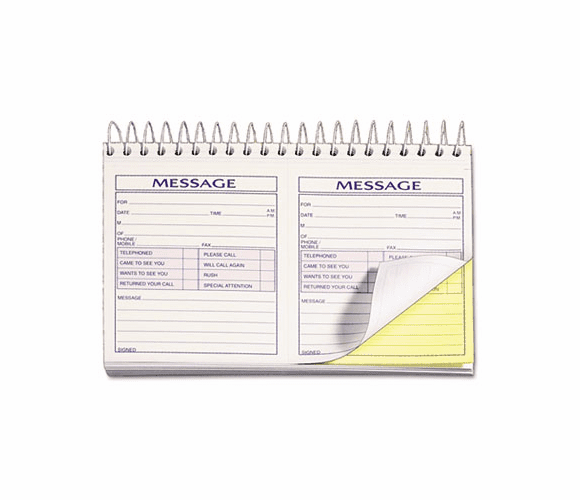 TOP4007 Spiralbound Message Book, 4 1/4 x 5, Carbonless Duplicate, 200 Sets/Book By TOPS BUSINESS FORMS