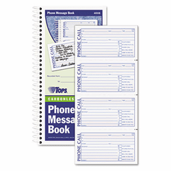 TOP4008 Spiralbound Message Book, 2 3/4 x 5, Carbonless Duplicate, 600-Set Book By TOPS BUSINESS FORMS