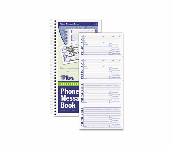 TOP4008 Spiralbound Message Book, 2 3/4 x 5, Carbonless Duplicate, 600-Set Book By TOPS BUSINESS FORMS