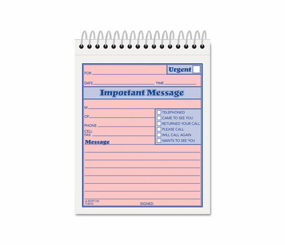 TOP4010 Telephone Message Book with Fax/Mobile Section, 4-1/4 x 5 1/2, Two-Part, 50/Book By TOPS BUSINESS FORMS