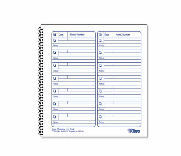 TOP44165 Voice Mail Log Book, 8 1/2 X 8-1/4, 1,400-Message Book By TOPS BUSINESS FORMS