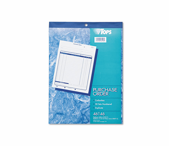 TOP46146 Purchase Order Book, 8-3/8 x 10 3/16, Two-Part Carbonless, 50 Sets/Book By TOPS BUSINESS FORMS