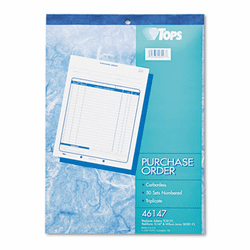 TOP46147 Purchase Order Book, 8-3/8 x 10 3/16, Three-Part Carbonless, 50 Sets/Book By TOPS BUSINESS FORMS