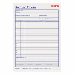 TOP46260 Receiving Record Book, 5 1/2 x 7 7/8, Three-Part Carbonless, 50 Sets/Book By TOPS BUSINESS FORMS