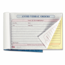 TOP46373 Avoid Verbal Orders Manifold Book, 6 1/4 x 4 1/4, Two-Part Carbonless, 50 Sets/Book By TOPS BUSINESS FORMS