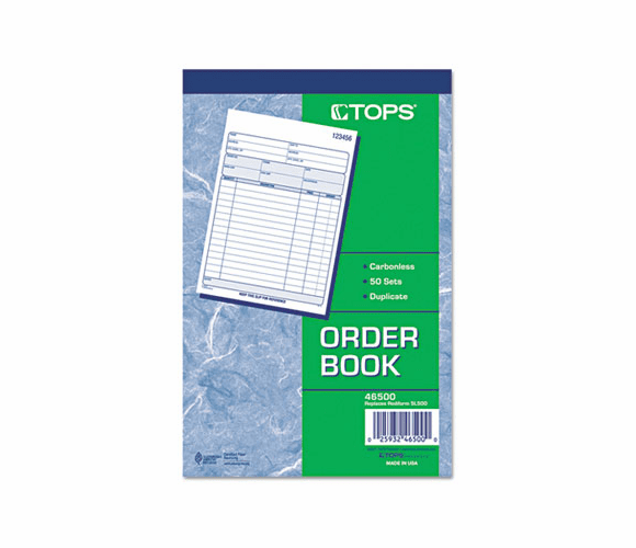 TOP46500 Sales Order Book, 5-9/16 x 7-15/16, Two-Part Carbonless, 50 Sets/Book By TOPS BUSINESS FORMS