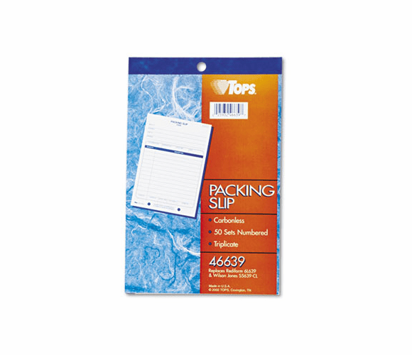 TOP46639 Packing Slip Book, 5 1/2 x 7 7/8, Three-Part Carbonless, 50 Sets/Book By TOPS BUSINESS FORMS