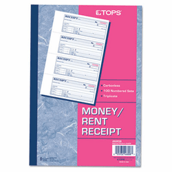 TOP46808 Money/Rent Receipt Books, 2-3/4 x 7 1/8, Three-Part Carbonless, 100 Sets/Book By TOPS BUSINESS FORMS