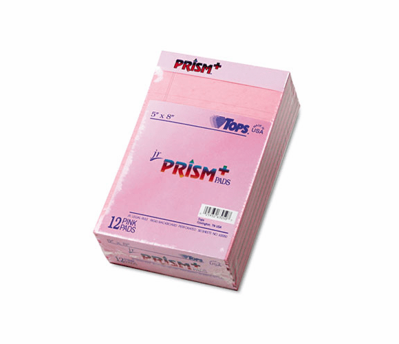 TOP63050 Prism Plus Colored Jr. Legal Writing Pads, 5 x 8, Pink, 50-Sheet Pads, 12/Pack By TOPS BUSINESS FORMS