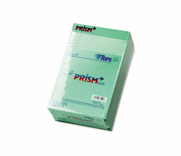TOP63090 Prism Plus Colored Jr. Legal Pads, 5 x 8, Green, 50-Sheet Pads, 12/Pack By TOPS BUSINESS FORMS