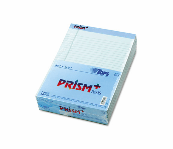 TOP63120 Prism Plus Colored Pads, Legal Rule, Letter, Blue, 50-Sheet Pads, 12/Pack By TOPS BUSINESS FORMS